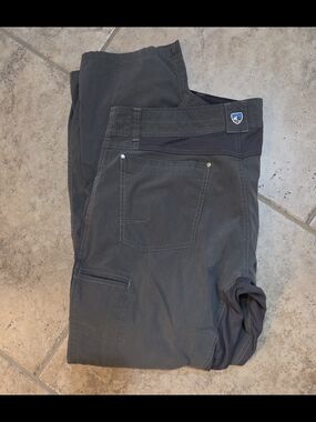 Men's Dark Gray Work Pants with Stretch Waistband 36x32